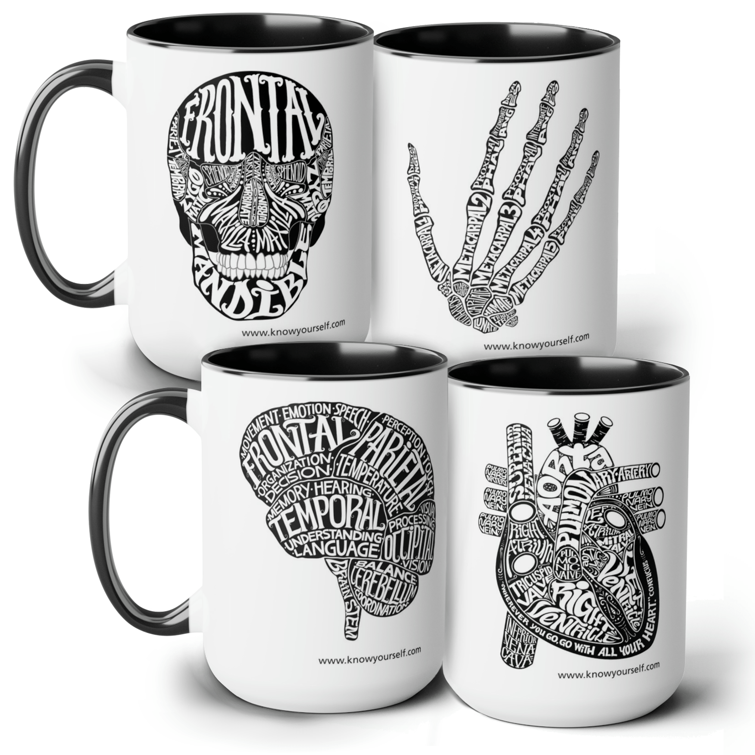 Black Anatomy Mug Set