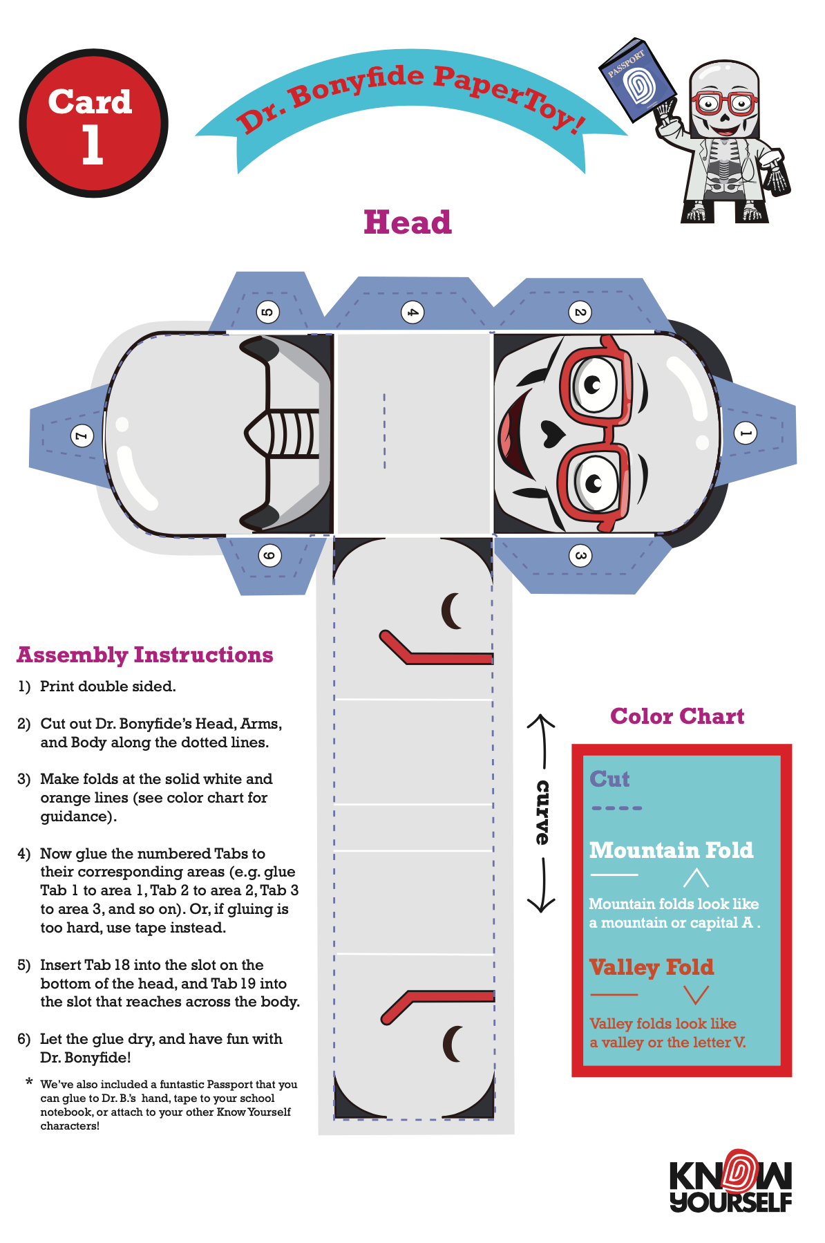 Dr. Bonyfide and Pinky DIY Paper Dolls Health Education for Children