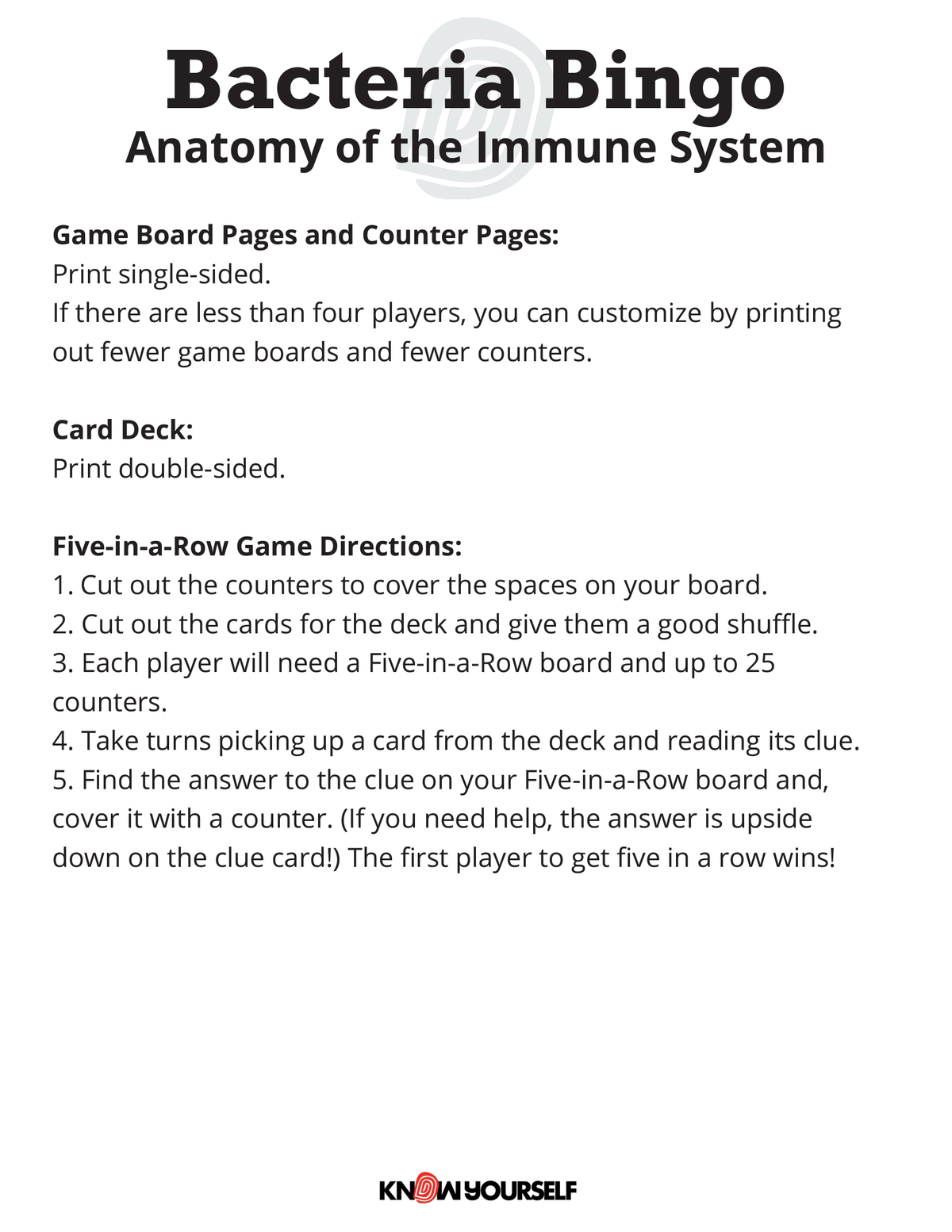 Immune System Bingo - Fun and Educational Download - Know Yourself immune-system-bingo-fun-and-educational-download-know-yourself