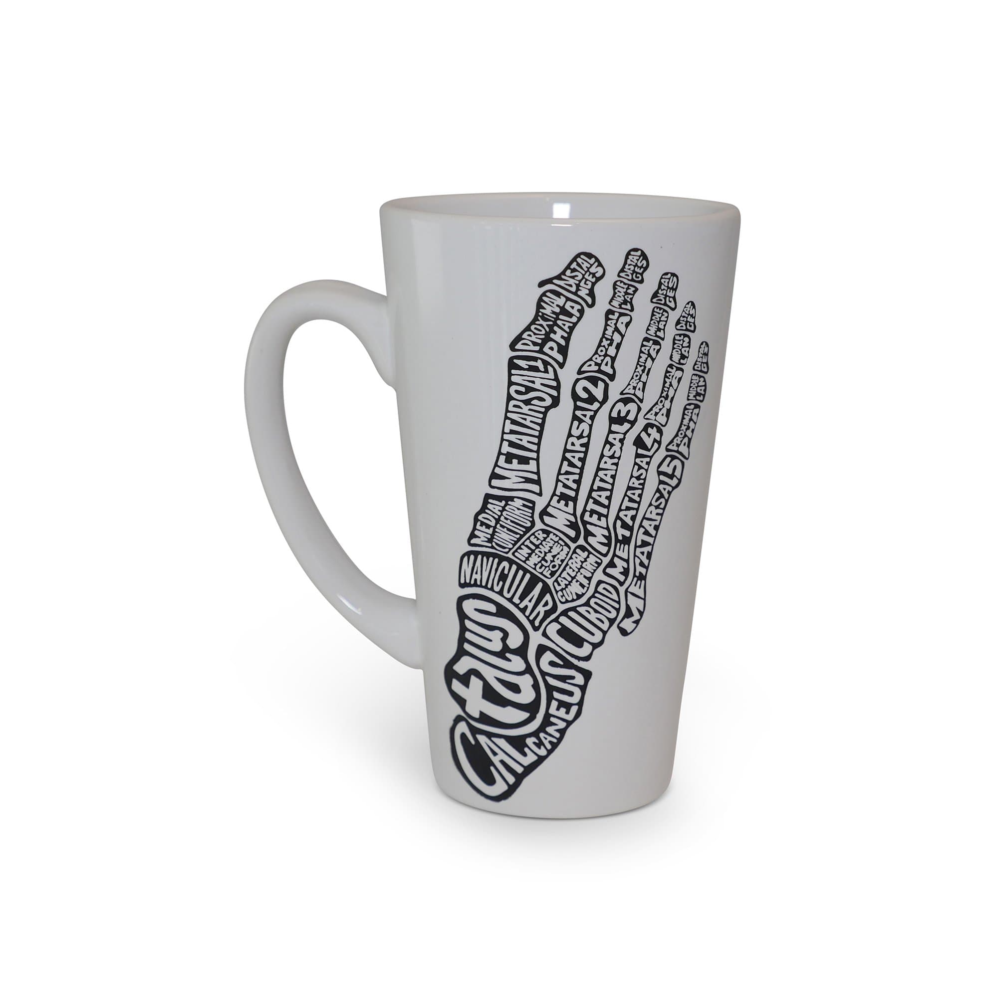 Limited Edition Porcelain Etched Foot Bone Typography Mug