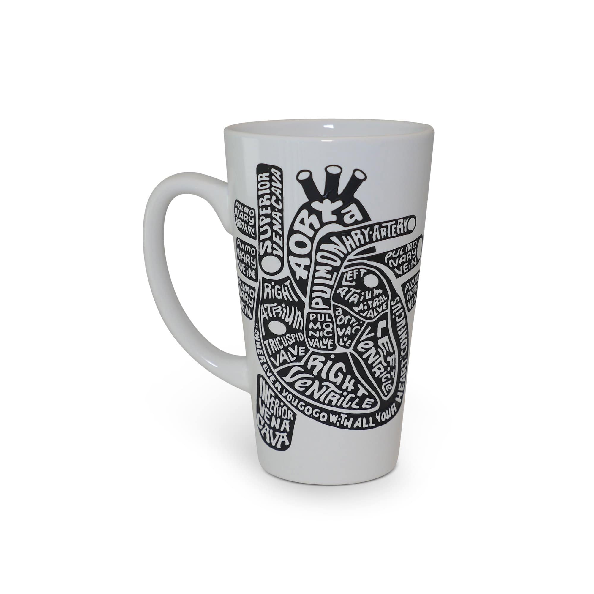 Limited Edition Porcelain Etched Heart Typography Mug - White